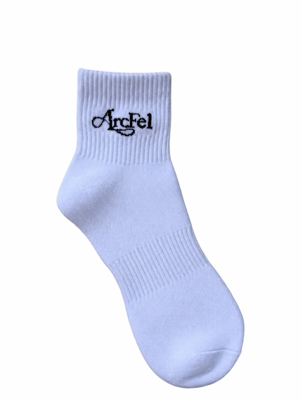 ArcFel Classic Script Ankle — White with Navy Logo