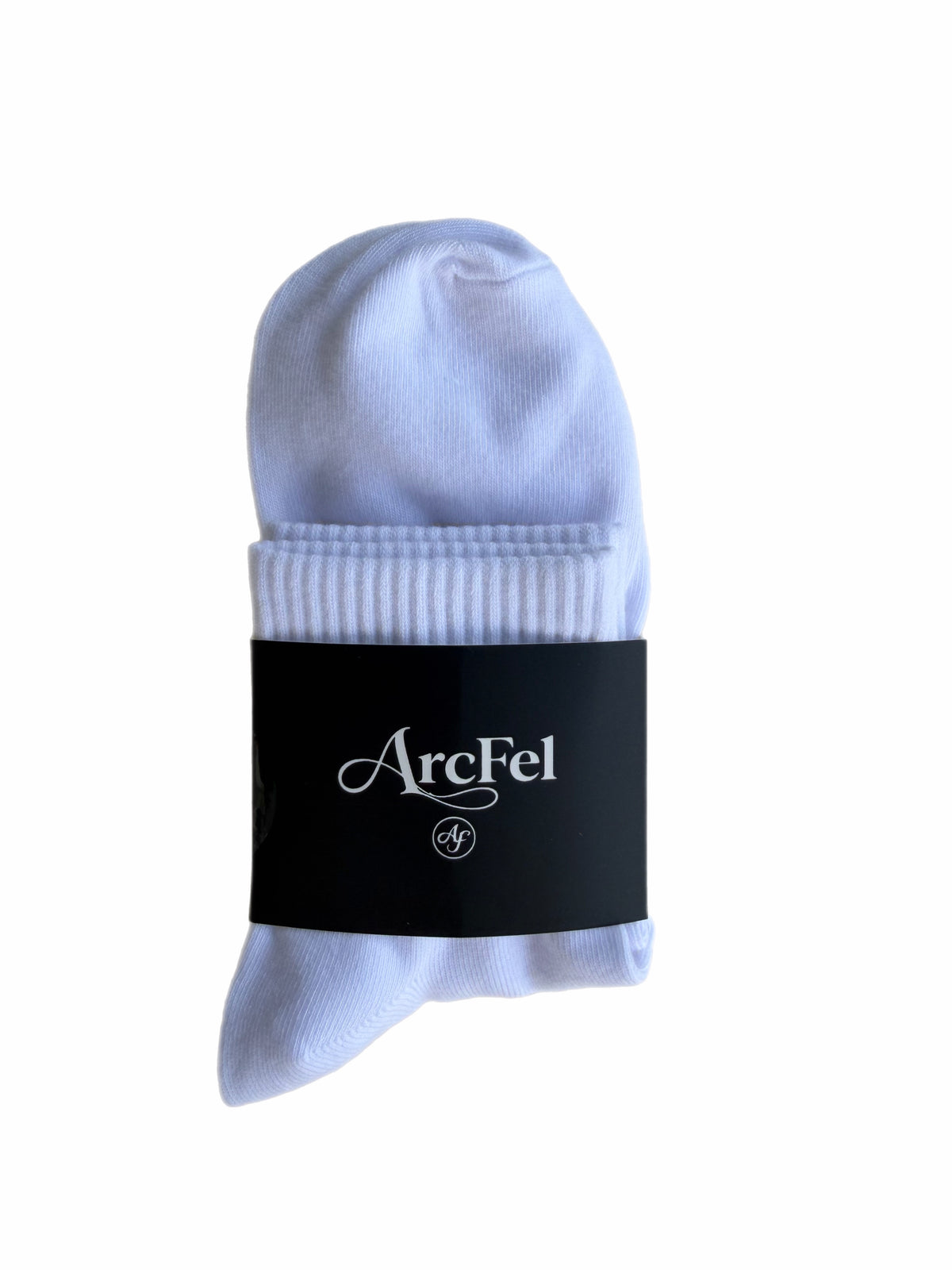 ArcFel Classic Script Ankle — White with Navy Logo