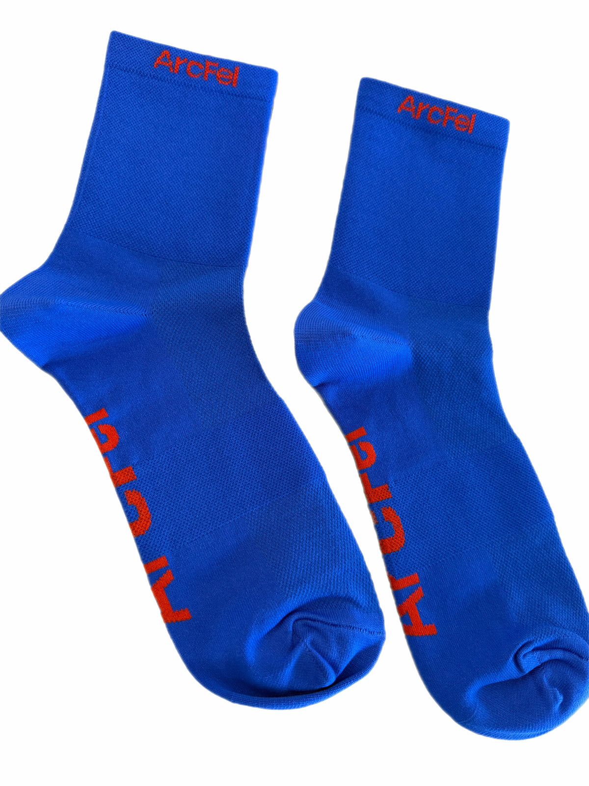 ArcFel Lightweight Sport Sock — Neon Blue with Red Branding