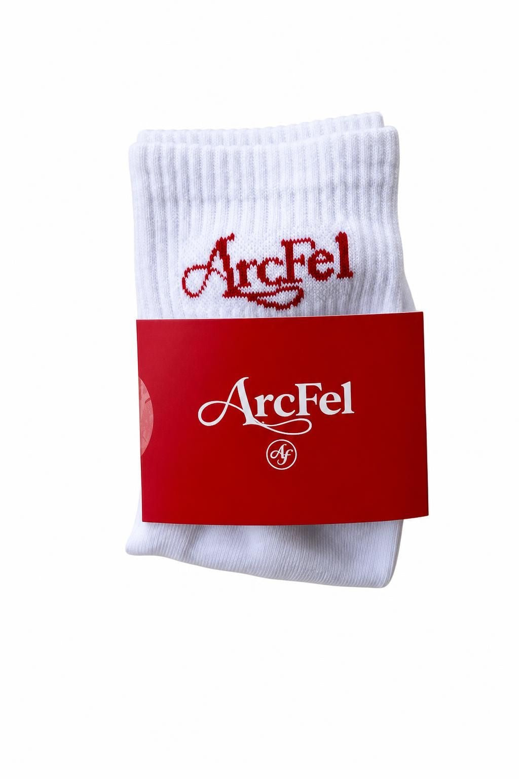 Arcfel Elevated Script Crew — White with Red